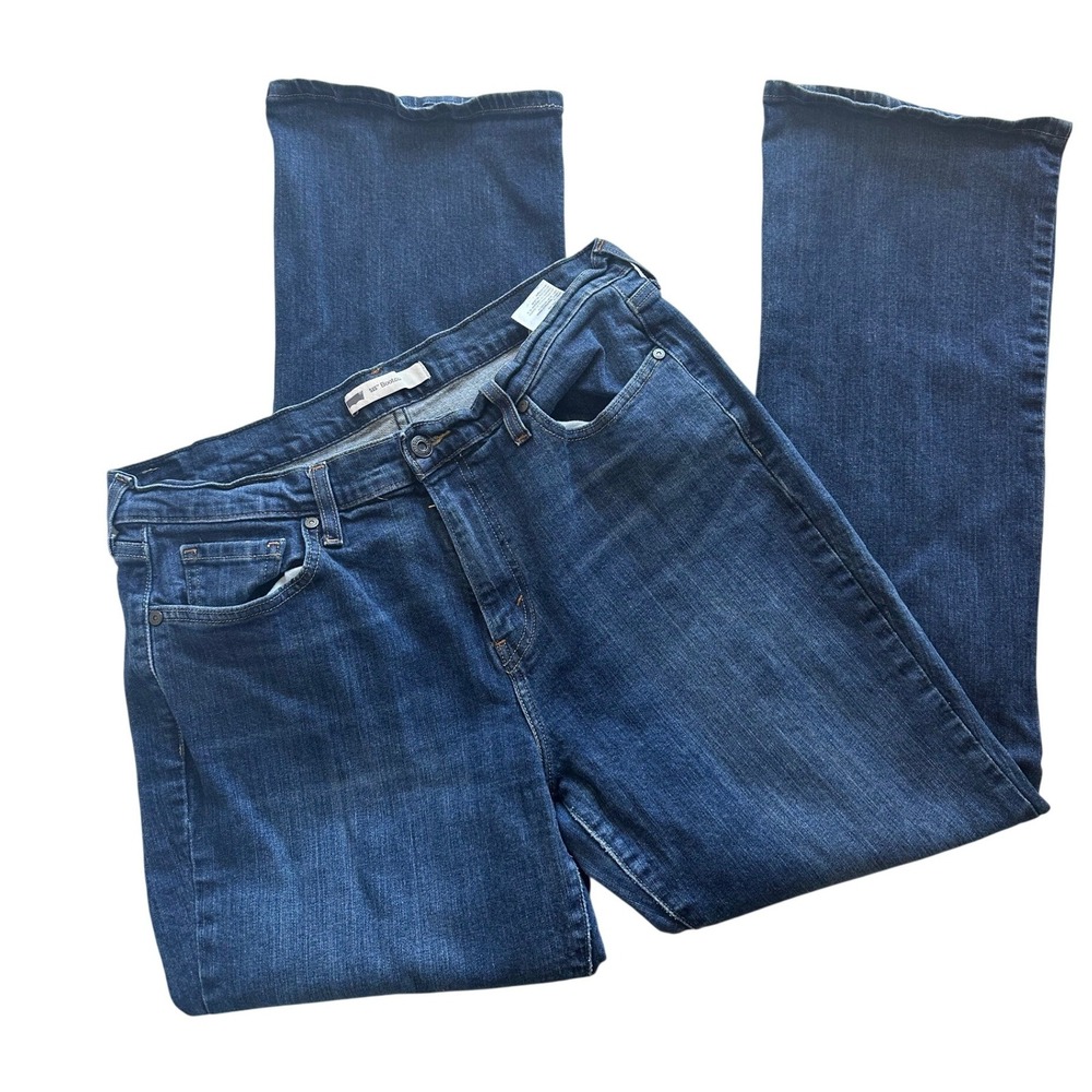 Levis 515 Bootcut Jeans Women's 14M Dark Wash Blue Mid Rise Flap Pocket Studded